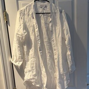 Uniqlo White Button-Up Oversized tunic Shirt Size S